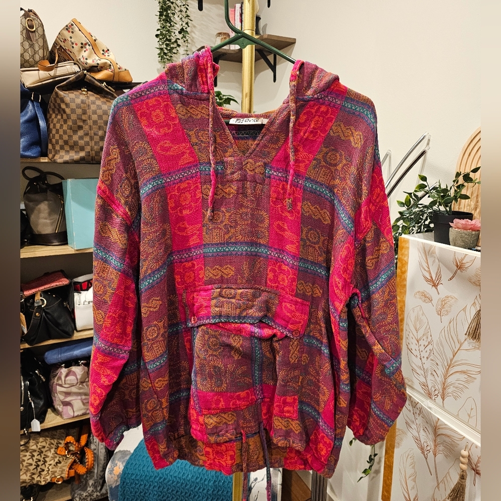 Vintage Men's Colorful Hooded Pullover